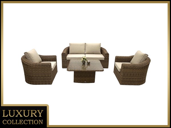 DEOKORK Ratanová modulová zostava BORNEO LUXURY pre 4 osoby (hnedá)