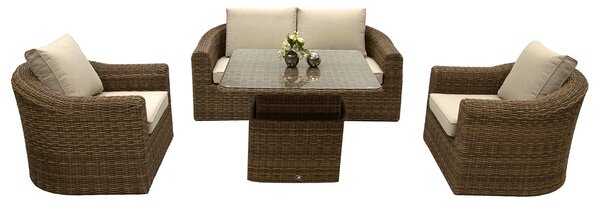 DEOKORK Ratanová modulová zostava BORNEO LUXURY pre 4 osoby (hnedá)