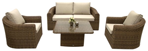 DEOKORK Ratanová modulová zostava BORNEO LUXURY pre 4 osoby (hnedá)