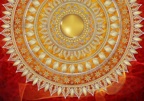 Fototapeta - Mandala v červenej (152,5x104 cm)