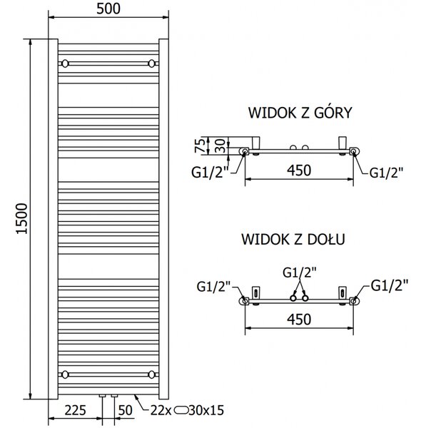 Mexen Hades, elektrické vykurovacie teleso 1500 x 500 mm, 900 W, biela, W104-1500-500-2900-20