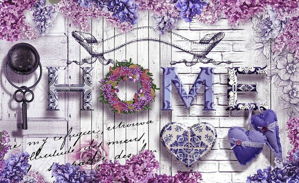 Fototapeta - Home - kvetinový nápis (152,5x104 cm)