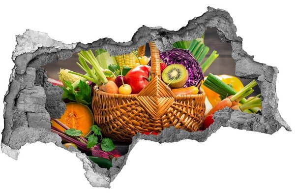 Nálepka 3D diera Košík ovocie zelenina nd-b-113708770