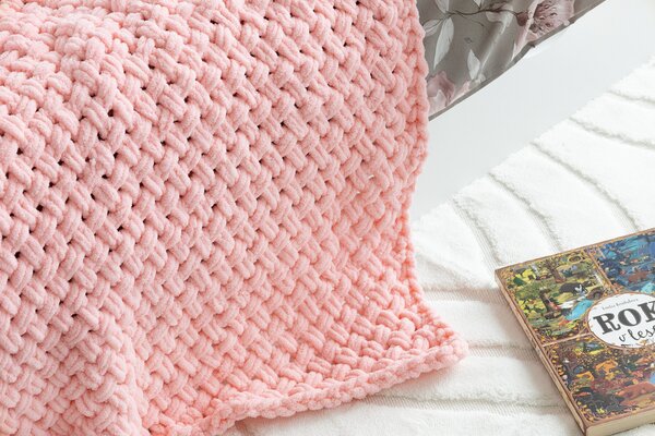 Deka Knittingly dětská - růžová Ručně pletená deka 80/100
