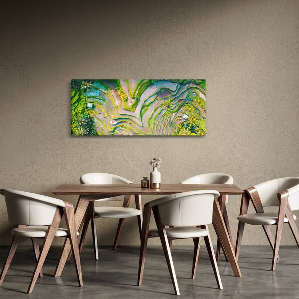 Obraz ryžových polí z vtáčej perspektívy (120x50 cm)