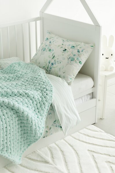 Deka Knittingly dětská - mint Ručně pletená deka 80/100