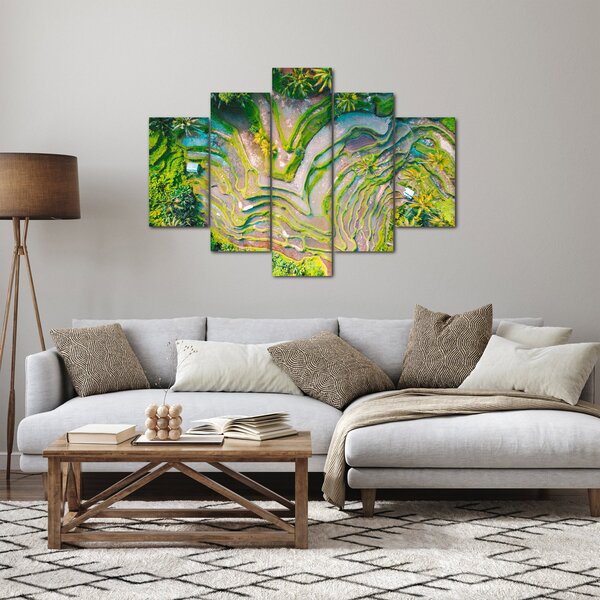 Obraz ryžových polí z vtáčej perspektívy (150x105 cm)