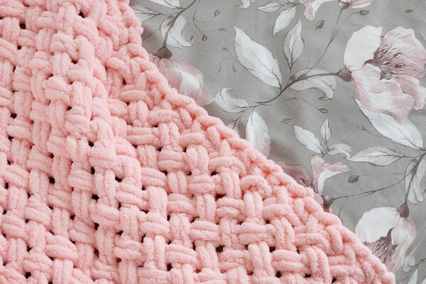 Deka Knittingly dětská - růžová Ručně pletená deka 80/100
