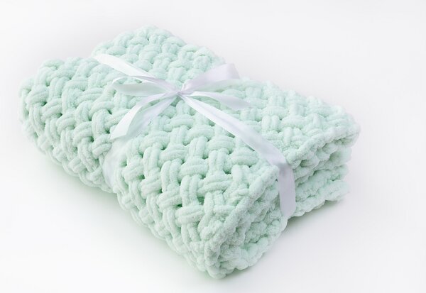 Deka Knittingly dětská - mint Ručně pletená deka 80/100