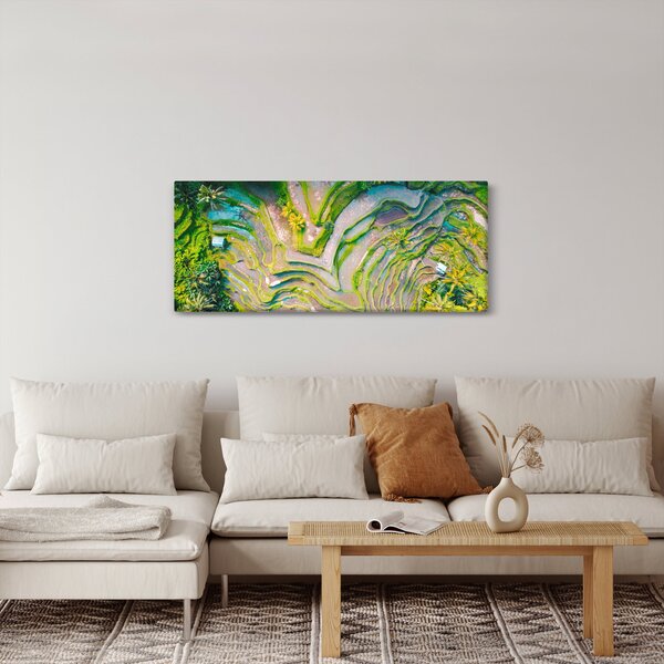 Obraz ryžových polí z vtáčej perspektívy (120x50 cm)