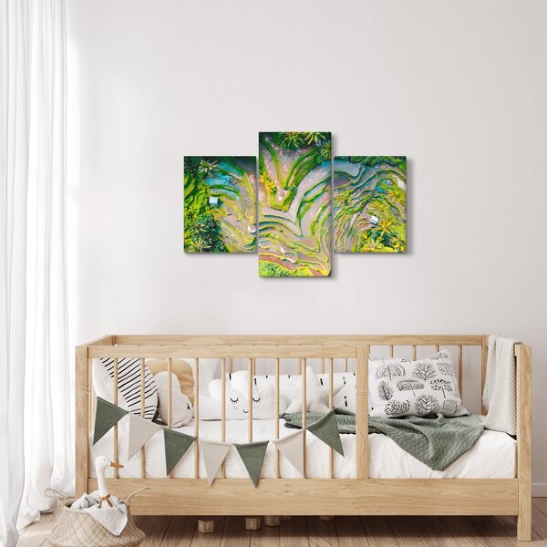 Obraz ryžových polí z vtáčej perspektívy (90x60 cm)