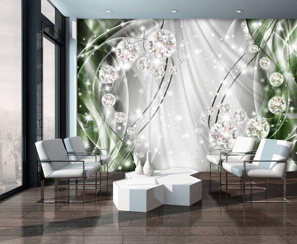 Fototapeta - Abstraktné, diamanty, striebro a smaragd (152,5x104 cm)