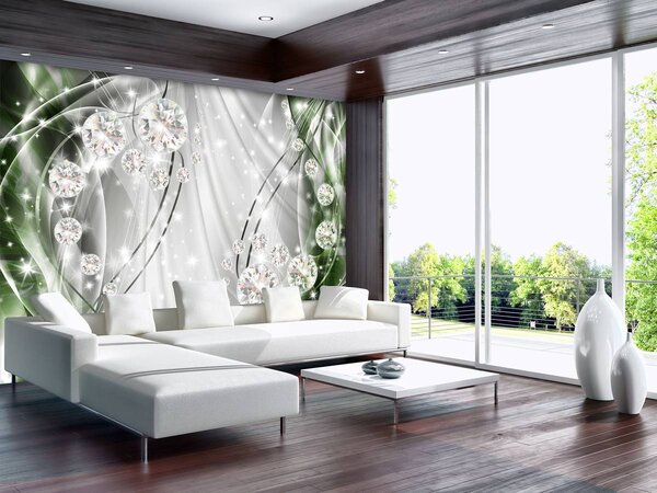 Fototapeta - Abstraktné, diamanty, striebro a smaragd (152,5x104 cm)