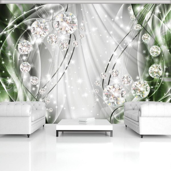 Fototapeta - Abstraktné, diamanty, striebro a smaragd (152,5x104 cm)