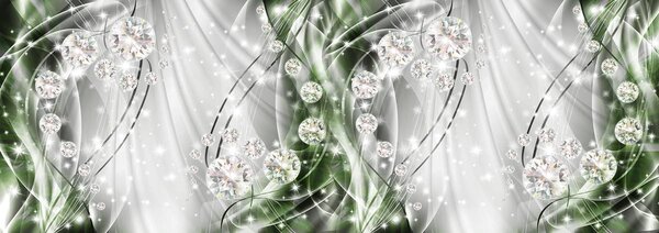 Fototapeta - Abstraktné, diamanty, striebro a smaragd (152,5x104 cm)