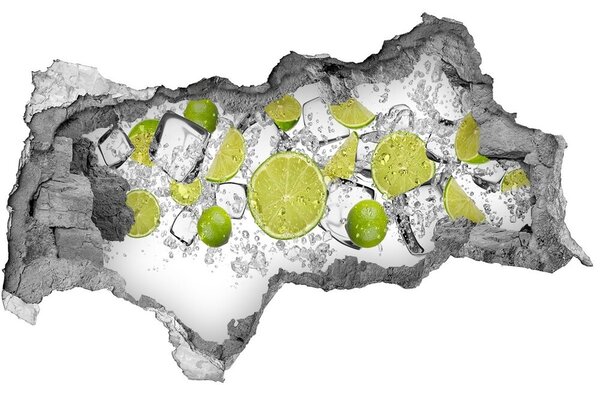 Nálepka 3D diera na stenu Vápno kocky ľadu nd-b-117934420