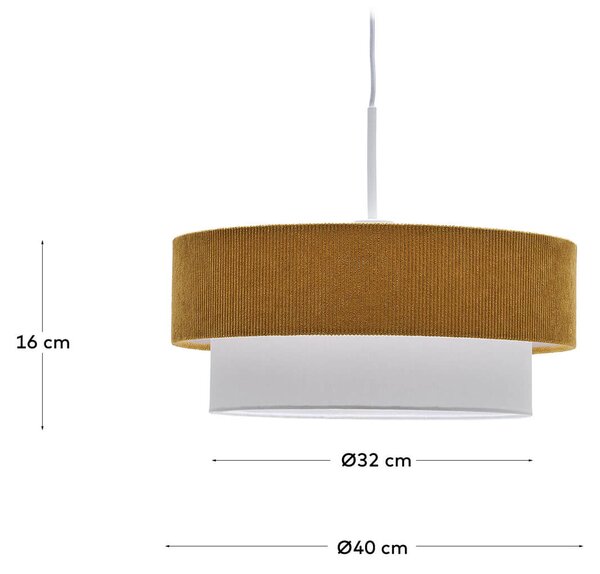 MUZZA Stropná visiaca lampa nelabia Ø 40 cm horčicová