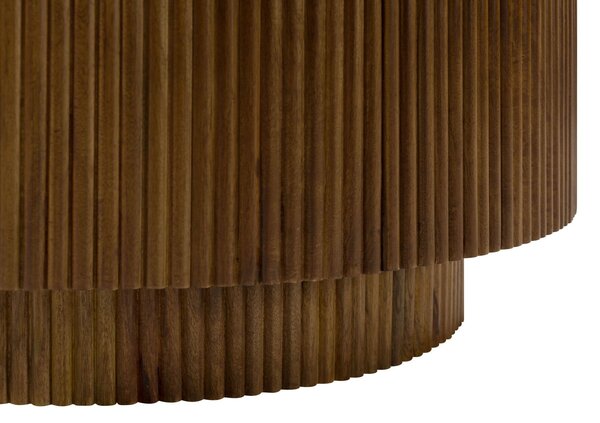 Konferenčný stolík okrúhly mango 80x80x45 hnedý lakovaný / mramor biely BARCELONA