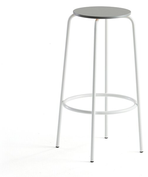 Barová stolička TIMMY, biely rám, svetlošedý sedák, V 730 mm