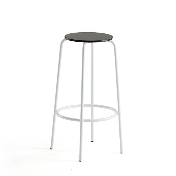 Barová stolička TIMMY, biely rám, čierny sedák, V 730 mm
