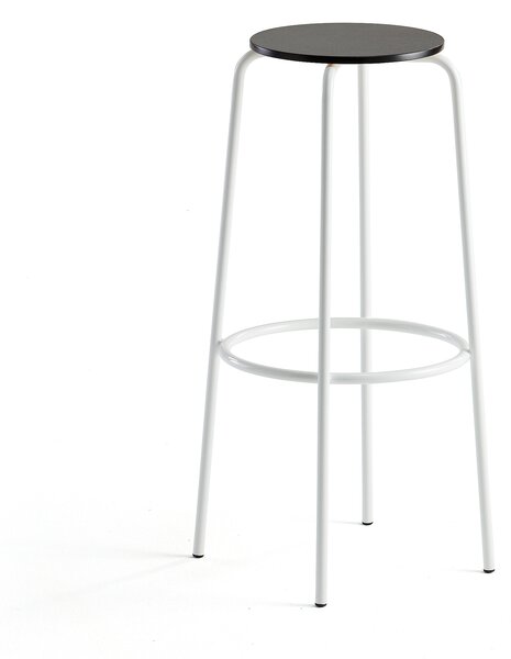 Barová stolička TIMMY, biely rám, čierny sedák, V 830 mm