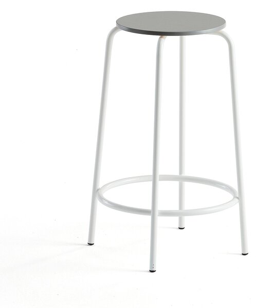 Barová stolička TIMMY, biely rám, svetlošedý sedák, V 630 mm
