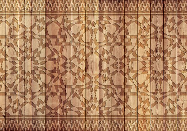 Fototapeta - Ornament na drevené dosky (152,5x104 cm)