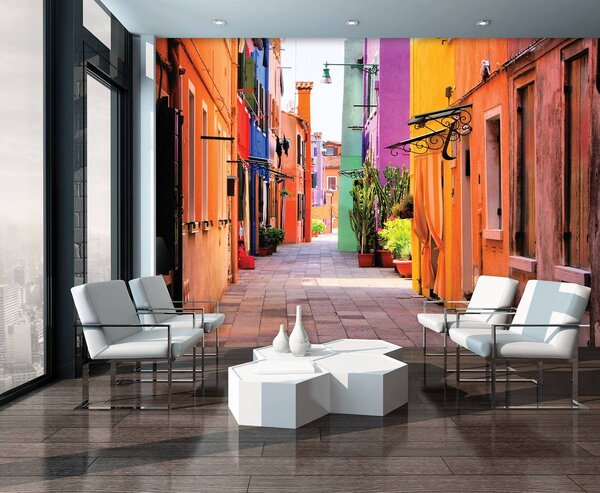 Fototapeta - Benátky - ulica Burano (152,5x104 cm)