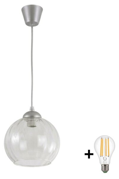 Brilagi - LED luster na lane RETRO GLASS 1xE27/60W/230V, priemer 25 cm, strieborná/transparentná