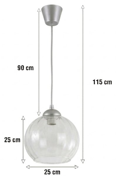 Brilagi - LED luster na lane RETRO GLASS 1xE27/60W/230V, priemer 25 cm, strieborná/transparentná