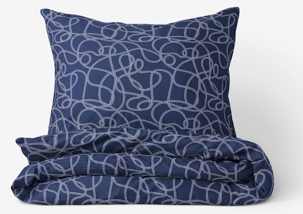 Goldea bavlnené posteľné obliečky - námornícke laná na tmavo modrom 140 x 200 a 70 x 90 cm