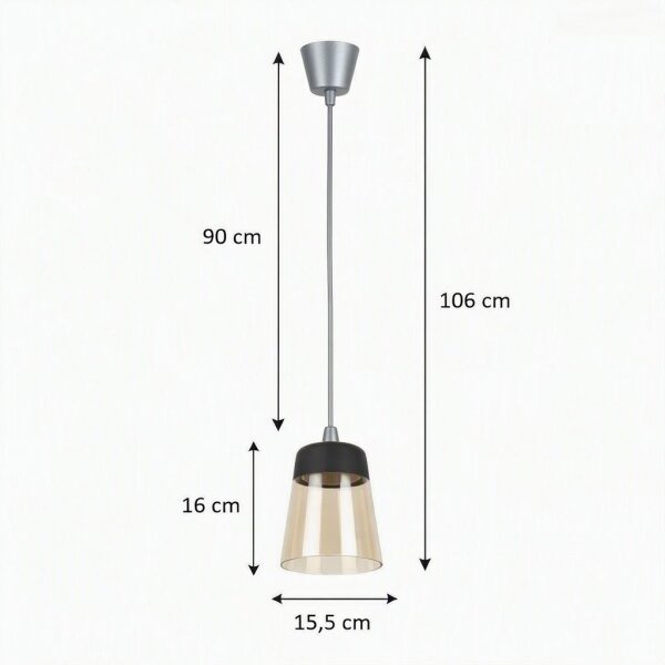 Brilagi-LED Luster R GLASS 1xE27/60W/230V priemer 15,5 cm strieborná/dymovo-béžová/čierna