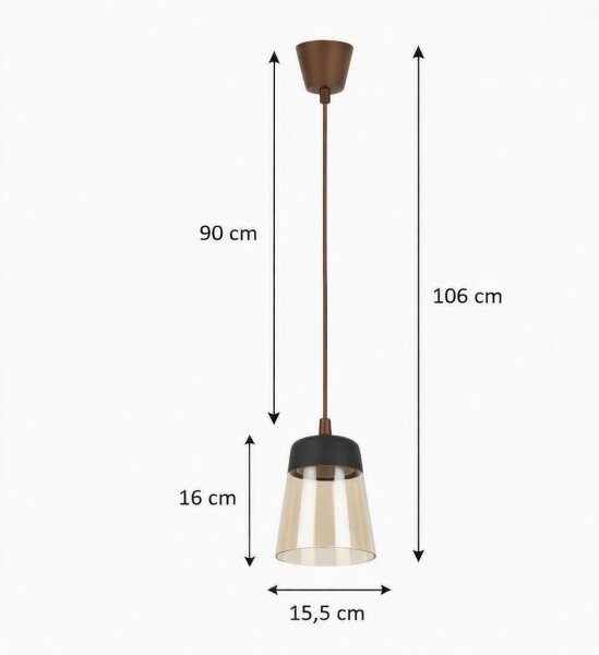 Brilagi - LED Luster R GLASS 1xE27/60W/230V pr. 15,5 cm hnedá/dymová béžová/čierna