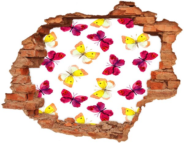 Diera 3D v stene nálepka Motýle a kvety nd-c-96038679