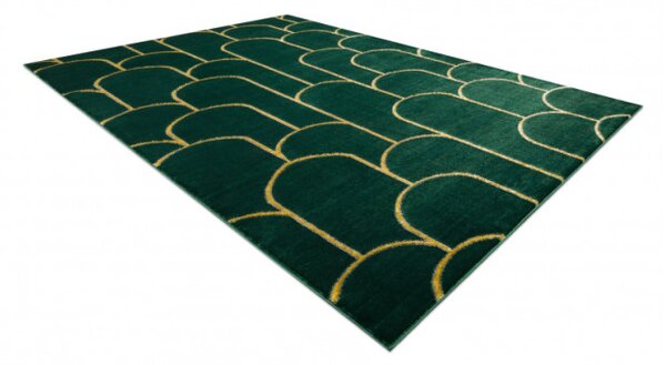Koberec EMERALD exkluzívny 1021 glamour, styl art deco fľaškovo zelený / zlatý
