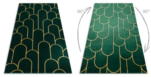 Koberec EMERALD exkluzívny 1021 glamour, styl art deco fľaškovo zelený / zlatý