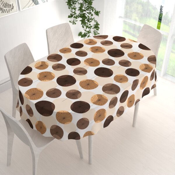 Biante Bavlnený oválny obrus Sandra SA-488 Hnedo-béžové designové púpavy 50x100 cm