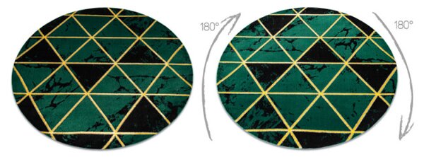 Koberec EMERALD exkluzívny 1020 kruh - glamour, marmur, trojuholníky zelený/zlatý