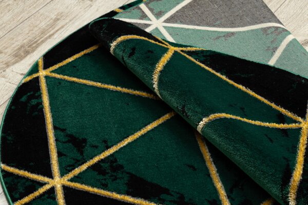 Koberec EMERALD exkluzívny 1020 kruh - glamour, marmur, trojuholníky zelený/zlatý