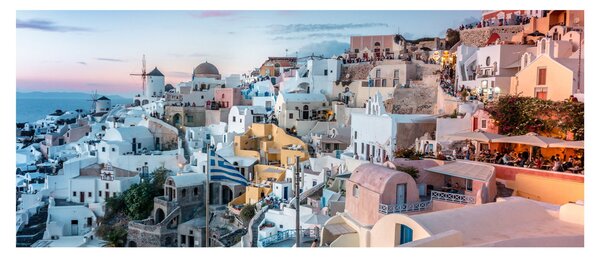 Obraz - Súmrak v Santorini (120x50 cm)