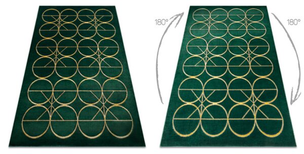 Koberec EMERALD exkluzívny 1010 glamour, styl kruhy fľaľkovo zelený / zlatý