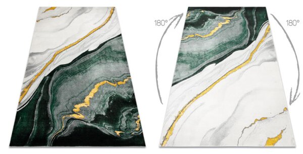 Koberec EMERALD exkluzívny 1017 glamour, styl marmur fľaškovo zelený / zlatý