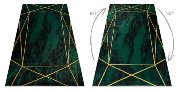 Koberec EMERALD exkluzívny 1022 glamour, styl geometrický, marmur fľaškovo zelený / zlatý