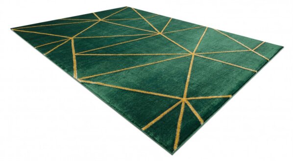 Koberec EMERALD exkluzívny 1013 glamour, styl geometrický fľaškovo zelený / zlatý