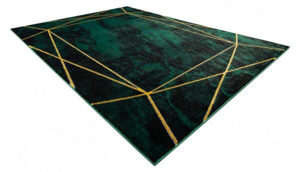 Koberec EMERALD exkluzívny 1022 glamour, styl geometrický, marmur fľaškovo zelený / zlatý