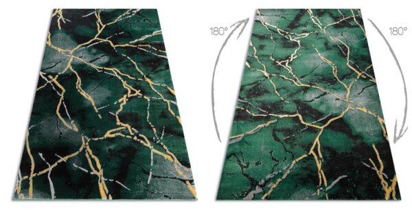 Koberec EMERALD exkluzívny 1018 glamour, styl marmur fľaškovo zelený / zlatý