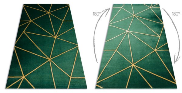 Koberec EMERALD exkluzívny 1013 glamour, styl geometrický fľaškovo zelený / zlatý