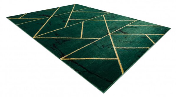 Koberec EMERALD exkluzívny 1012 glamour, styl geometrický, marmur fľaškovo zelený / zlatý