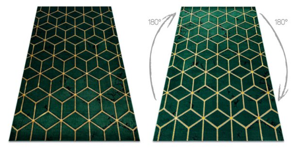 Koberec EMERALD exkluzívny 1014 glamour, styl kocka fľaškovo zelený / zlatý