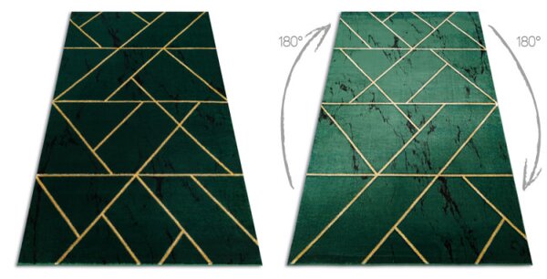 Koberec EMERALD exkluzívny 1012 glamour, styl geometrický, marmur fľaškovo zelený / zlatý